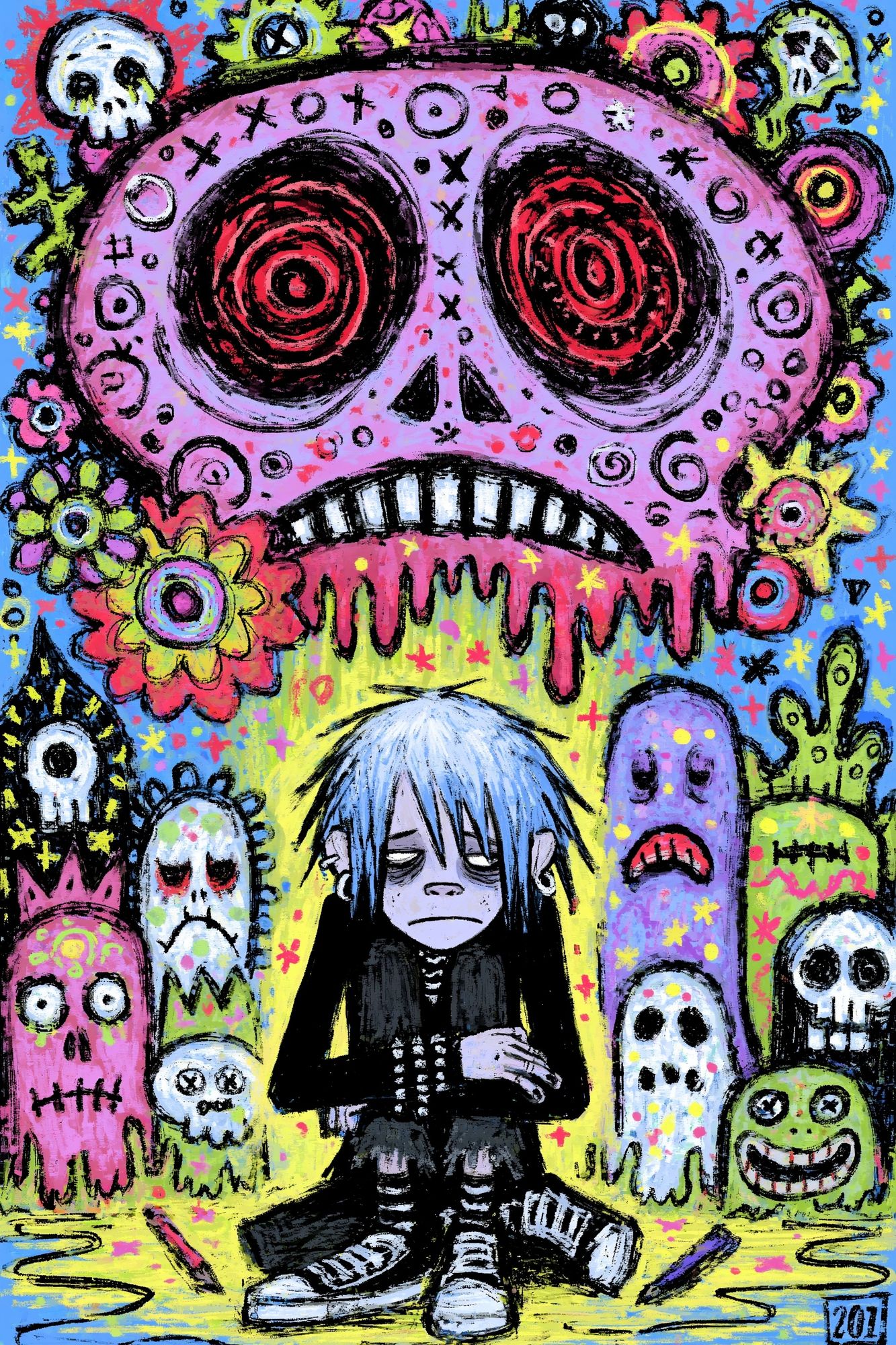 Gothic Skull Girl Illustration Poster. poster — illustration art