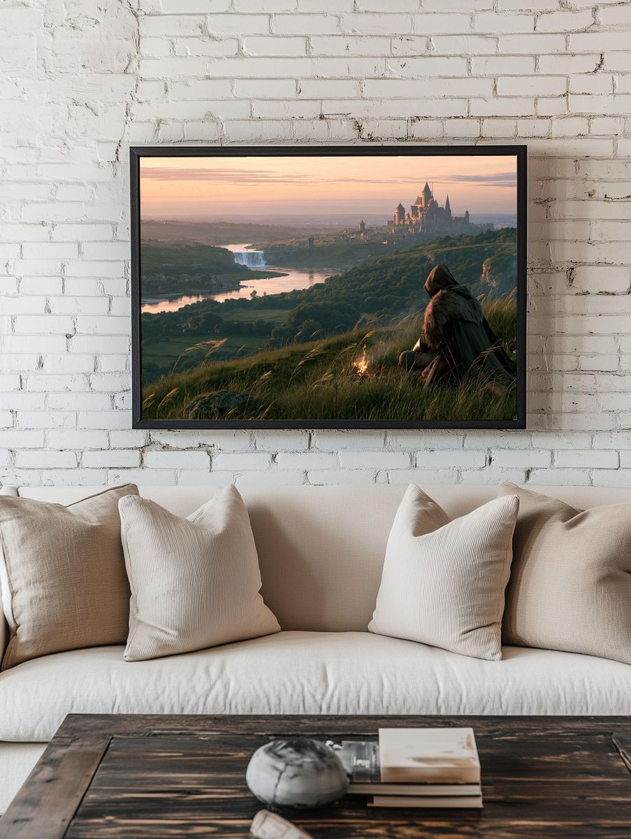 Fantasy Castle at Dawn Print. room preview