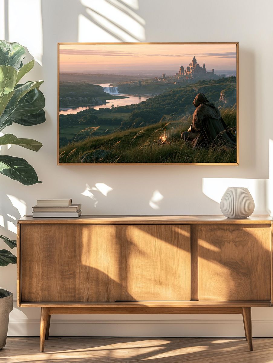 Fantasy Castle at Dawn Print. — room view 3