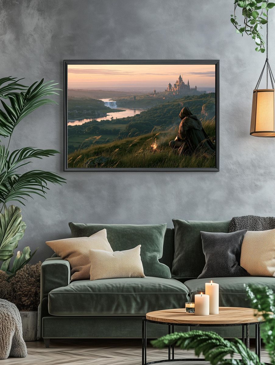 Fantasy Castle at Dawn Print. — room view 4