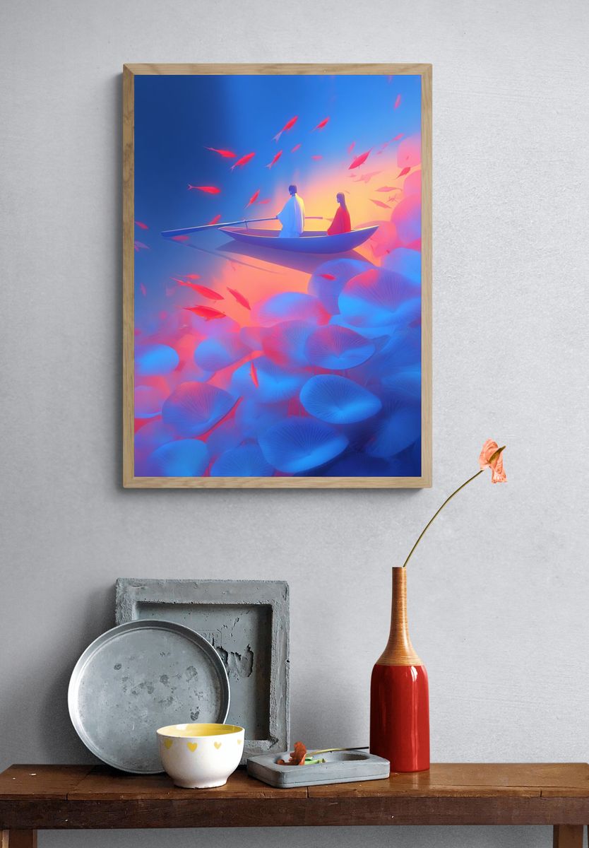 Dreamlike Boat Journey Print. — room view 3
