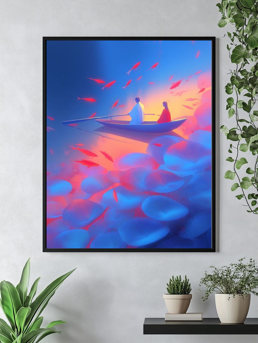 Dreamlike Boat Journey Print. — room view 4
