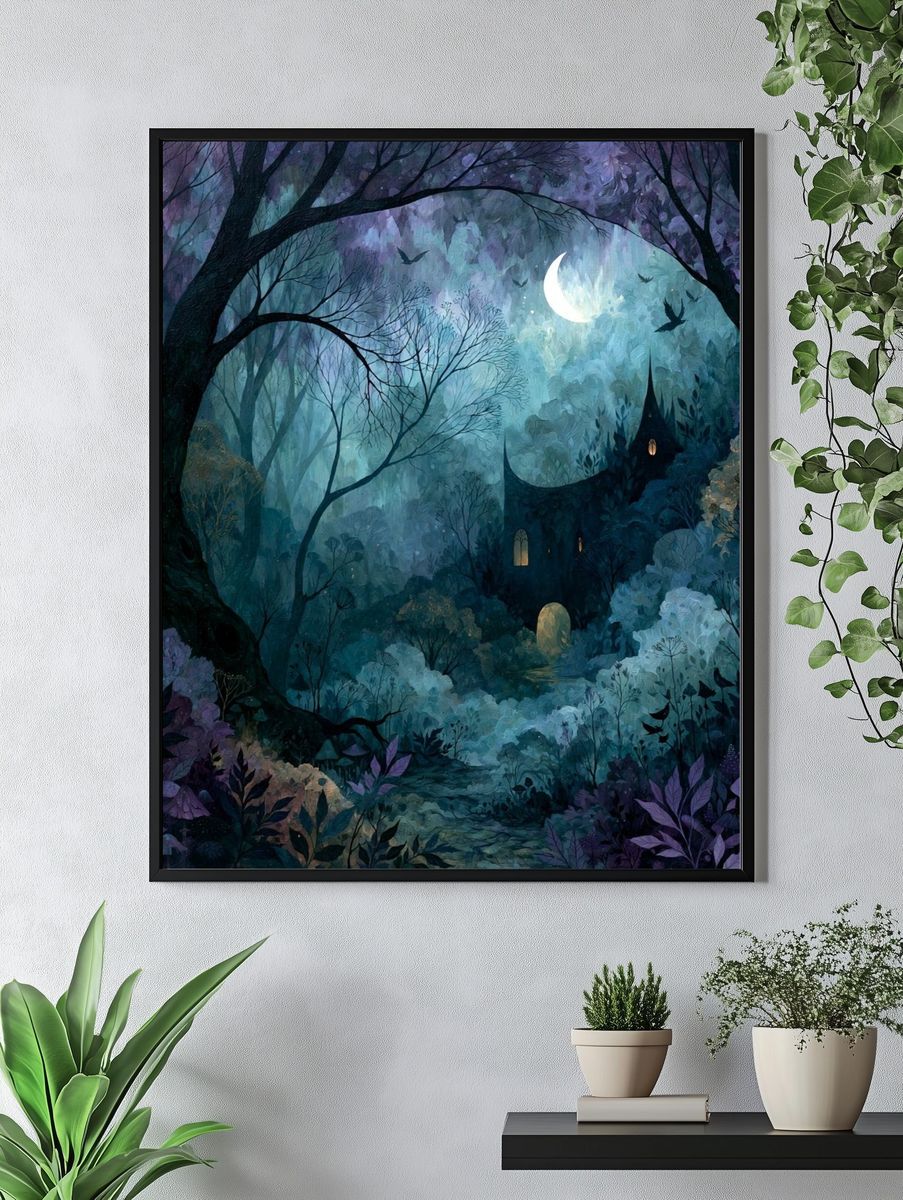 Moonlit Enchanted Forest Print. — room view 4