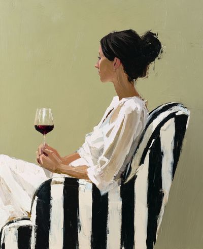 Woman with Wine Glass Illustration Poster.