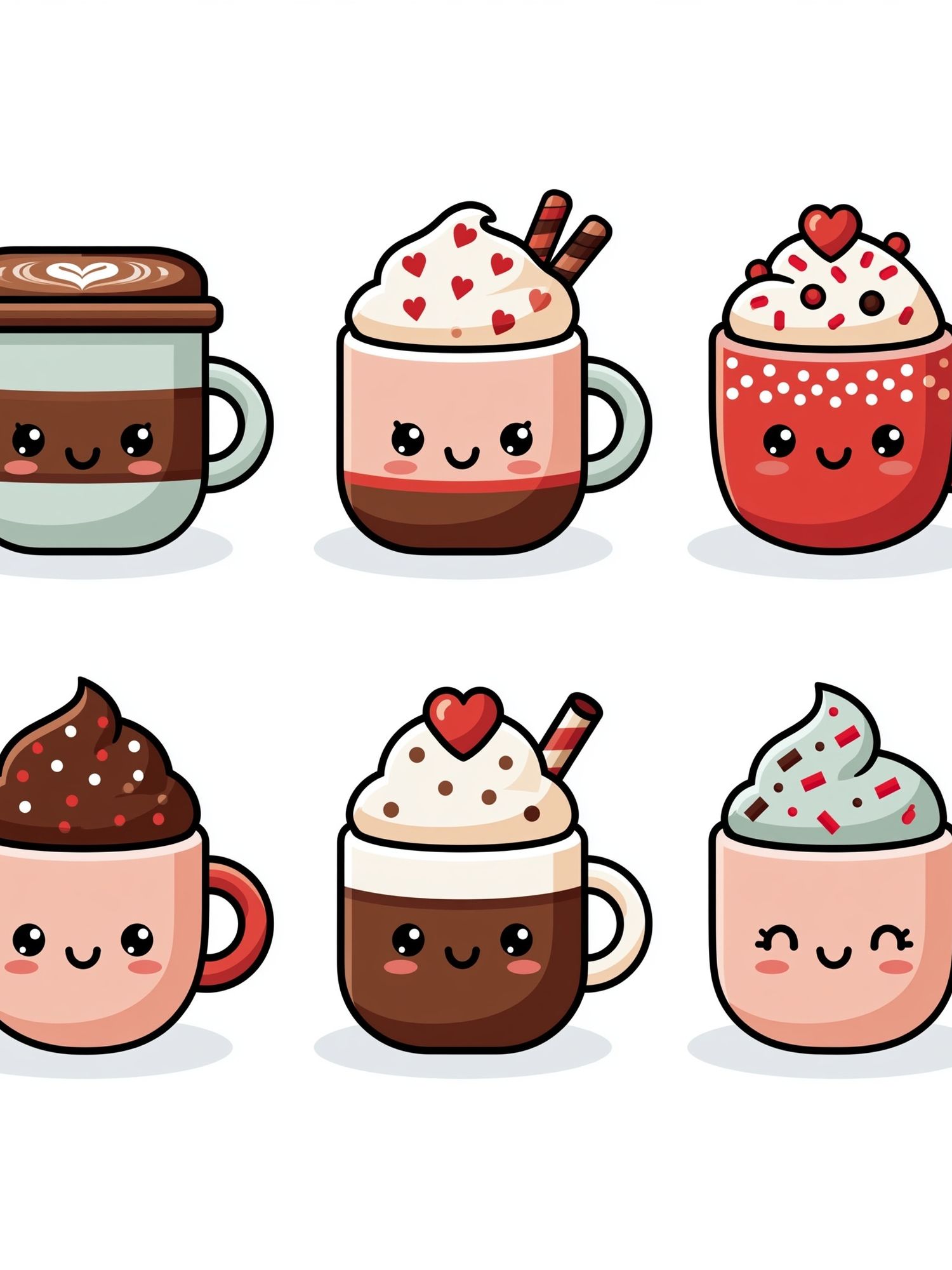Cute Hot Chocolate Mugs Illustration Poster. poster detail