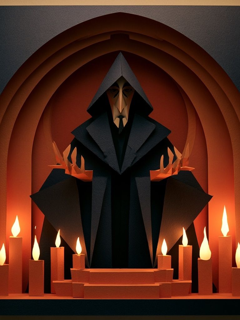 Dark Sorcerer Paper Cut Poster. poster — illustration art