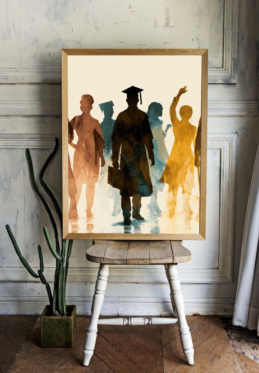 Graduation Silhouettes Illustration Poster. — room view 1