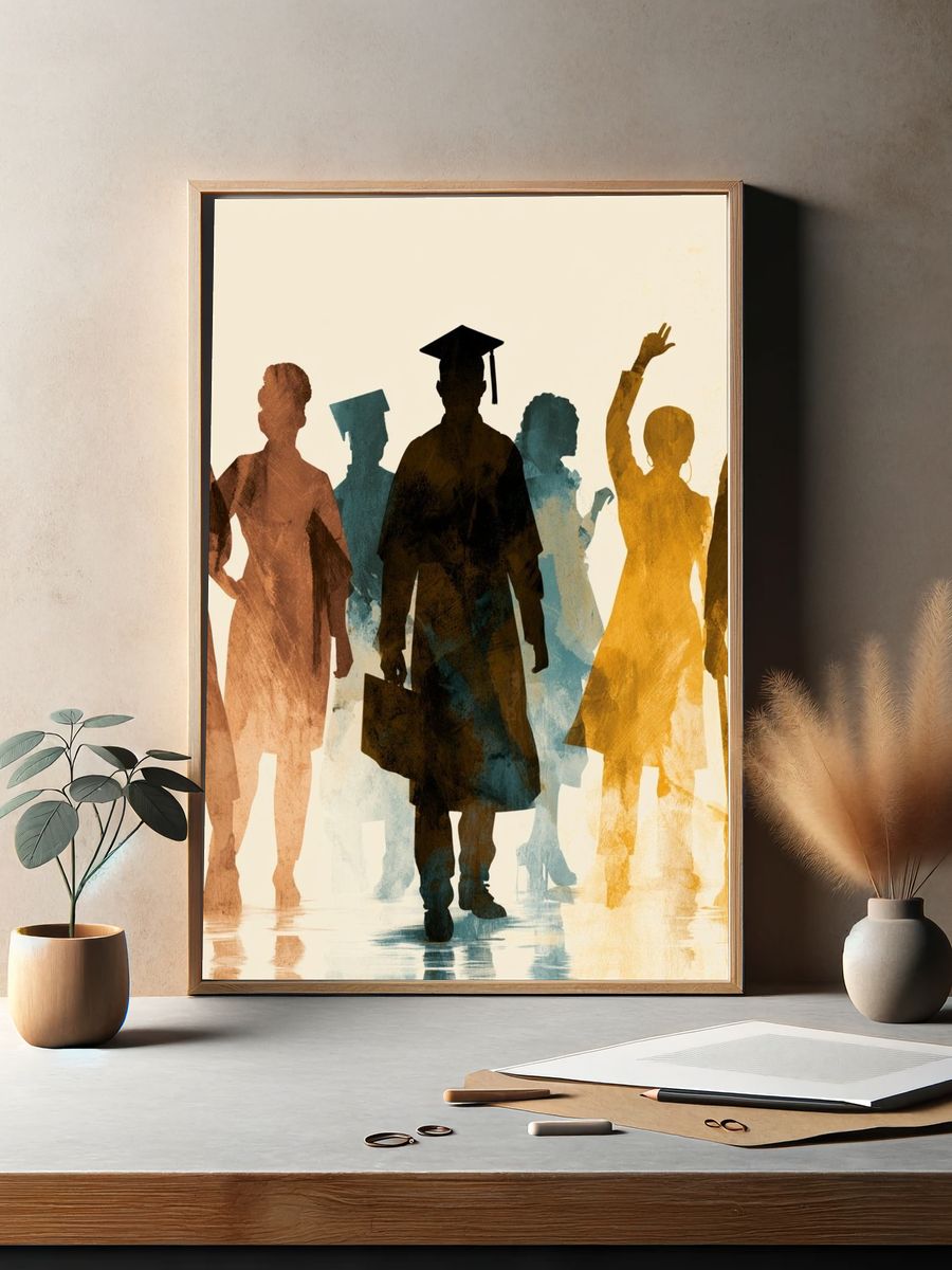 Graduation Silhouettes Illustration Poster. — room view 2