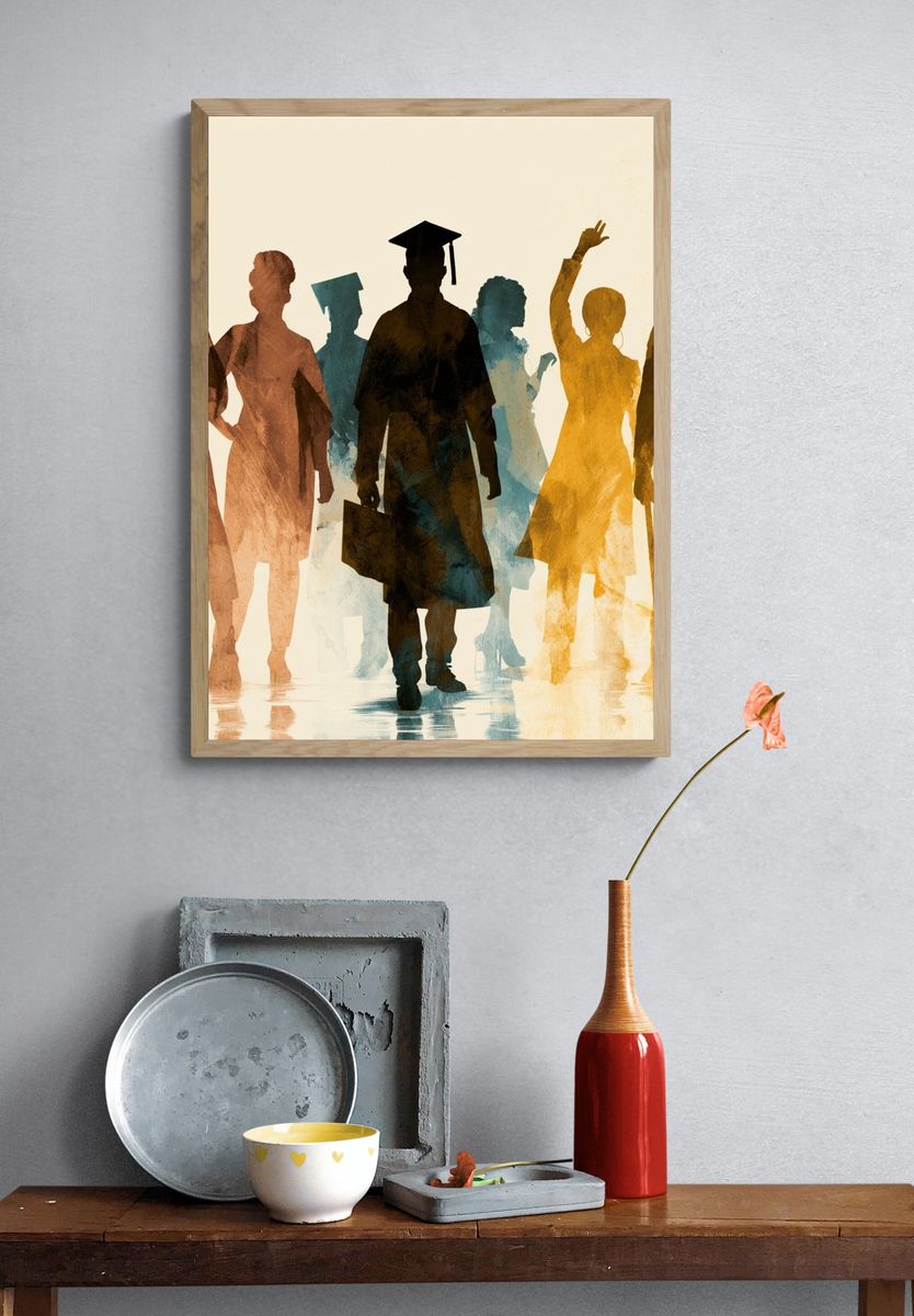 Graduation Silhouettes Illustration Poster. — room view 3