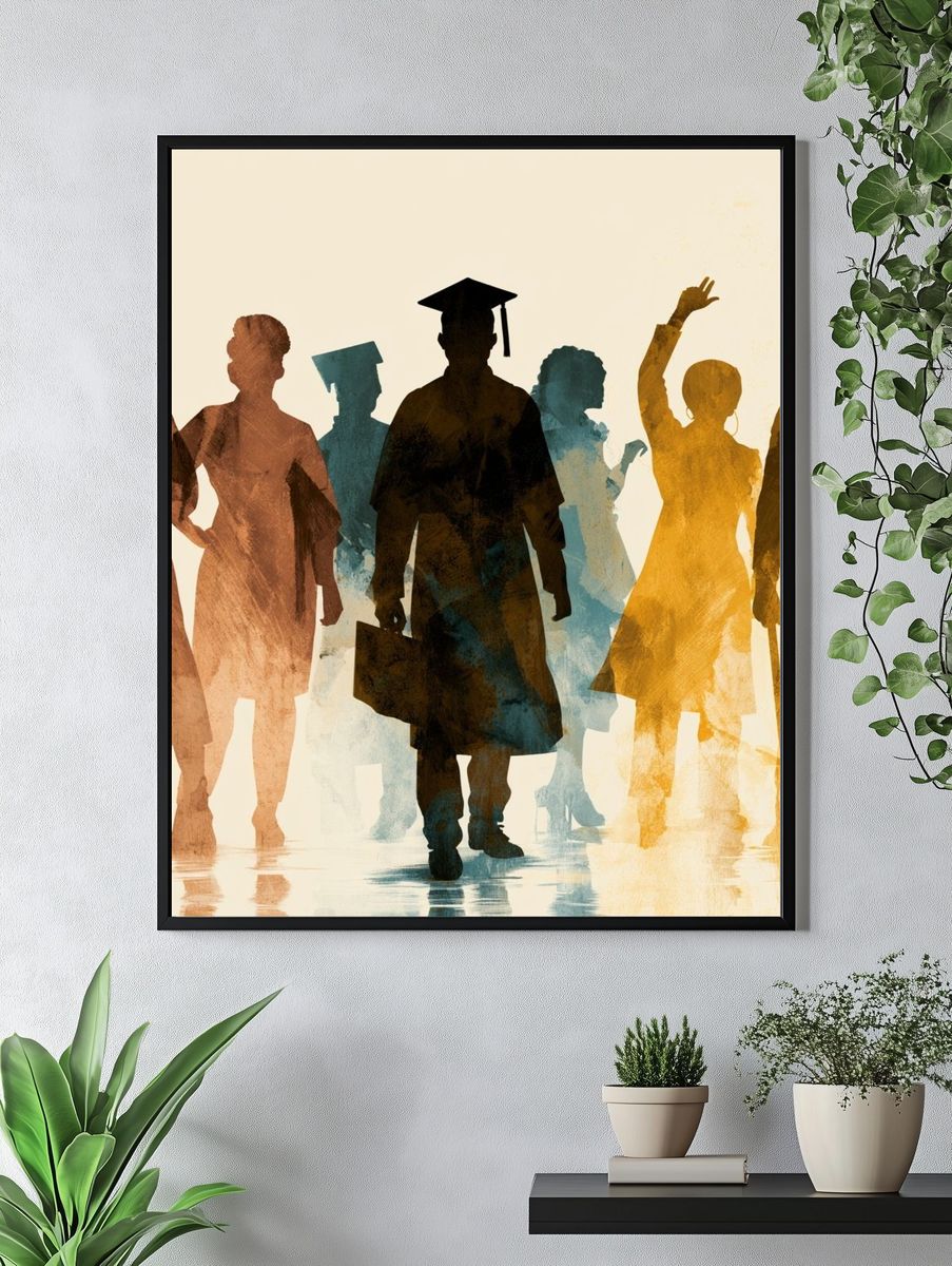 Graduation Silhouettes Illustration Poster. — room view 4