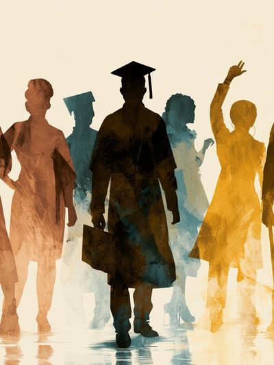 Graduation Silhouettes Illustration Poster. poster
