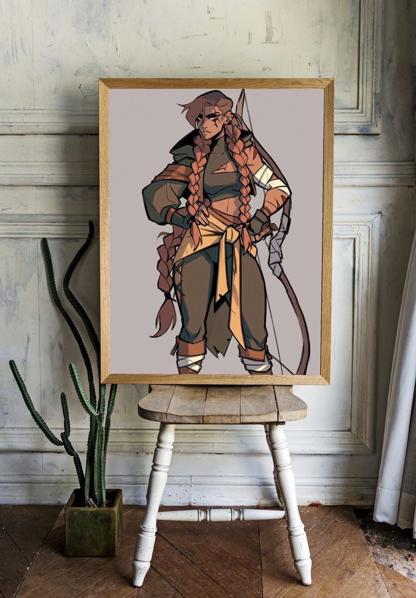 Fantasy Archer Character Illustration Print. — room view 1