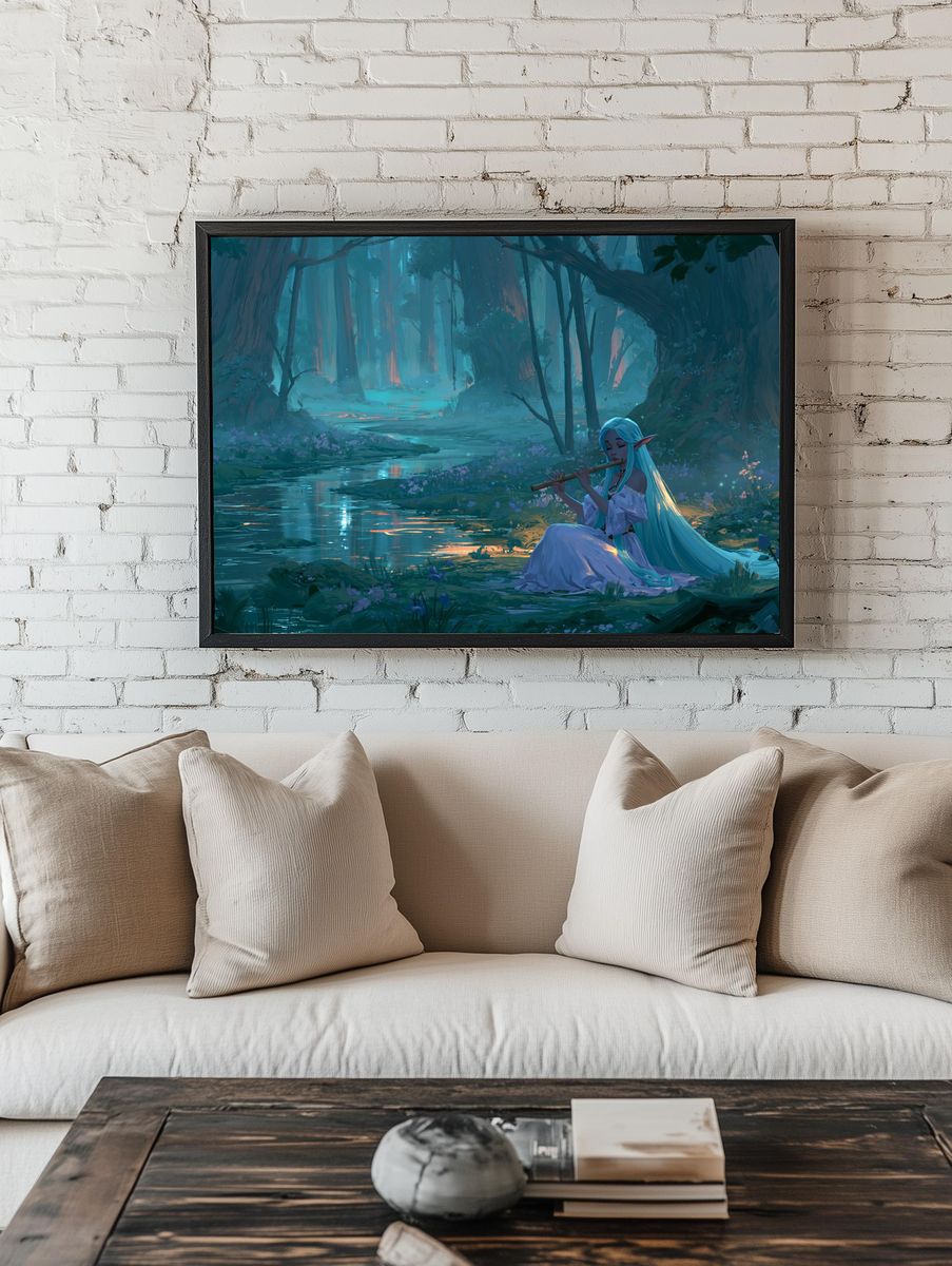 Elven Forest Flute Digital Art Poster. room preview