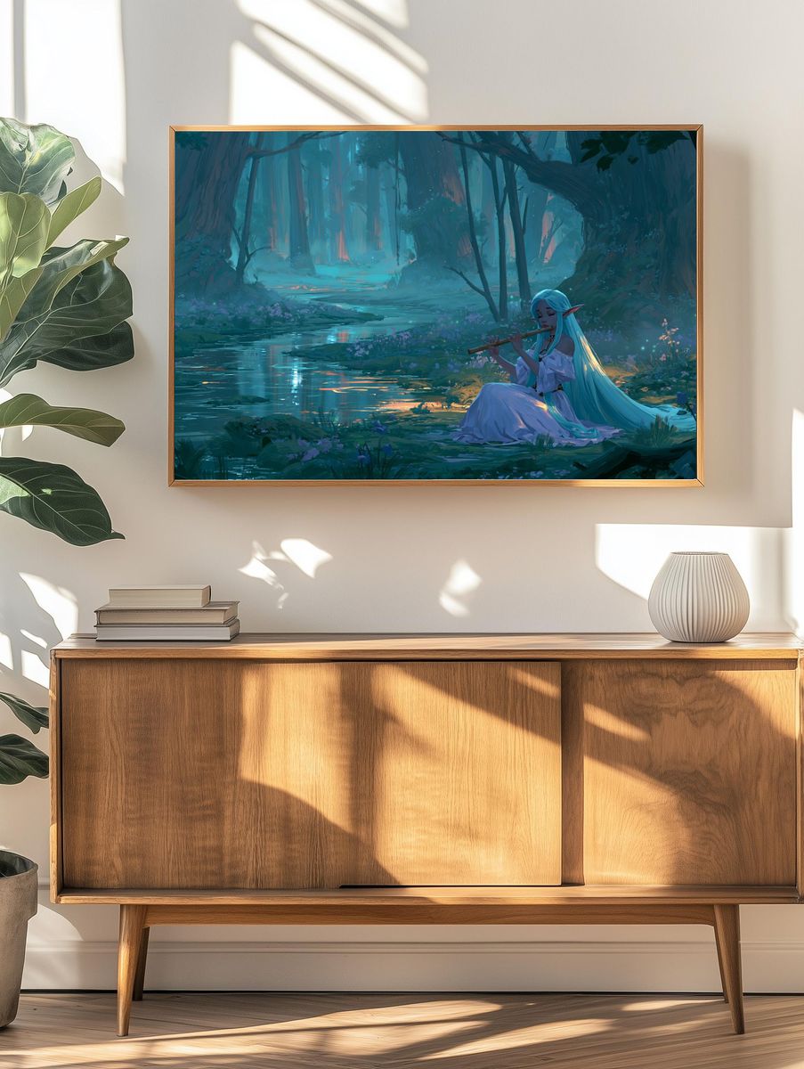 Elven Forest Flute Digital Art Poster. — room view 3