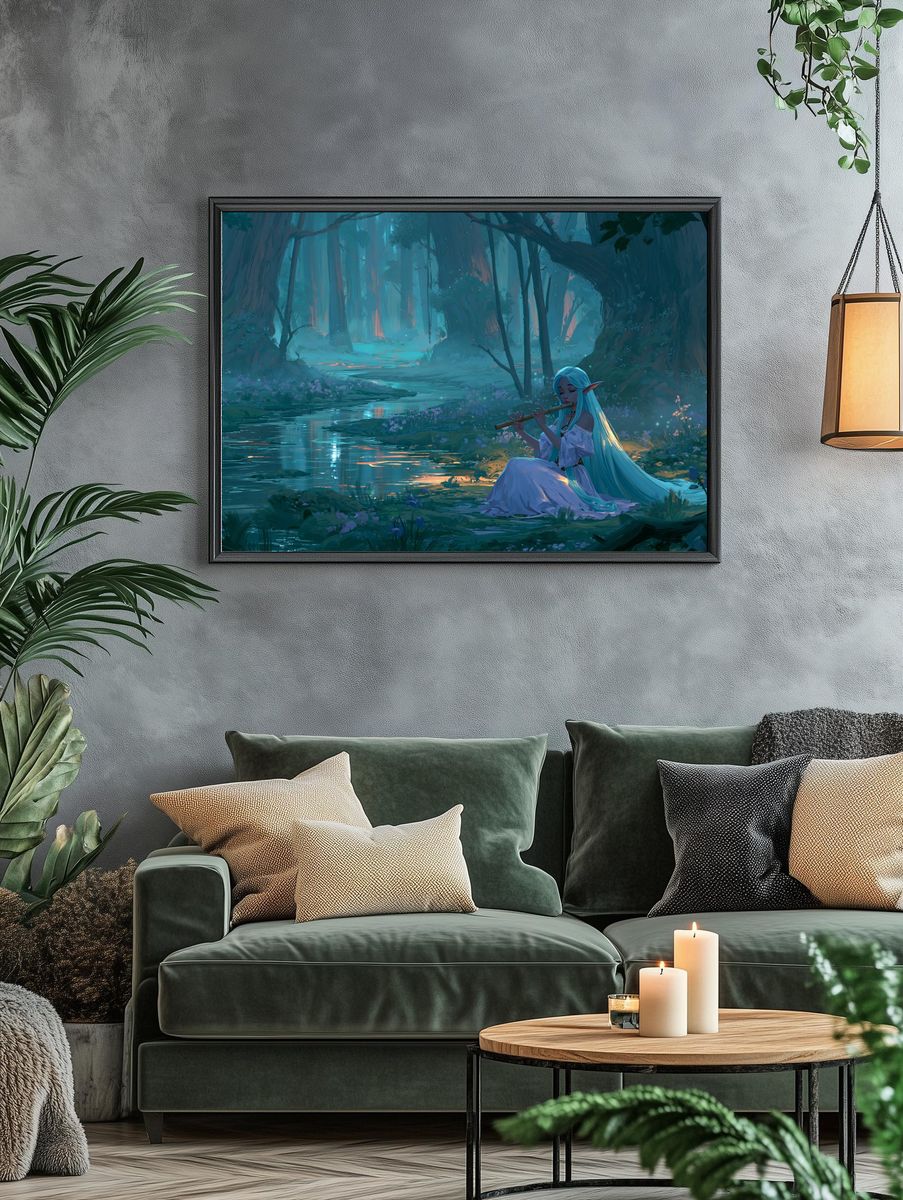 Elven Forest Flute Digital Art Poster. — room view 4