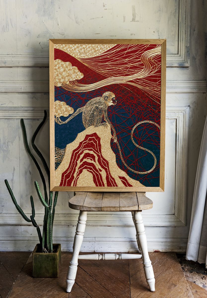 Golden Monkey Surrealism Poster. — room view 1