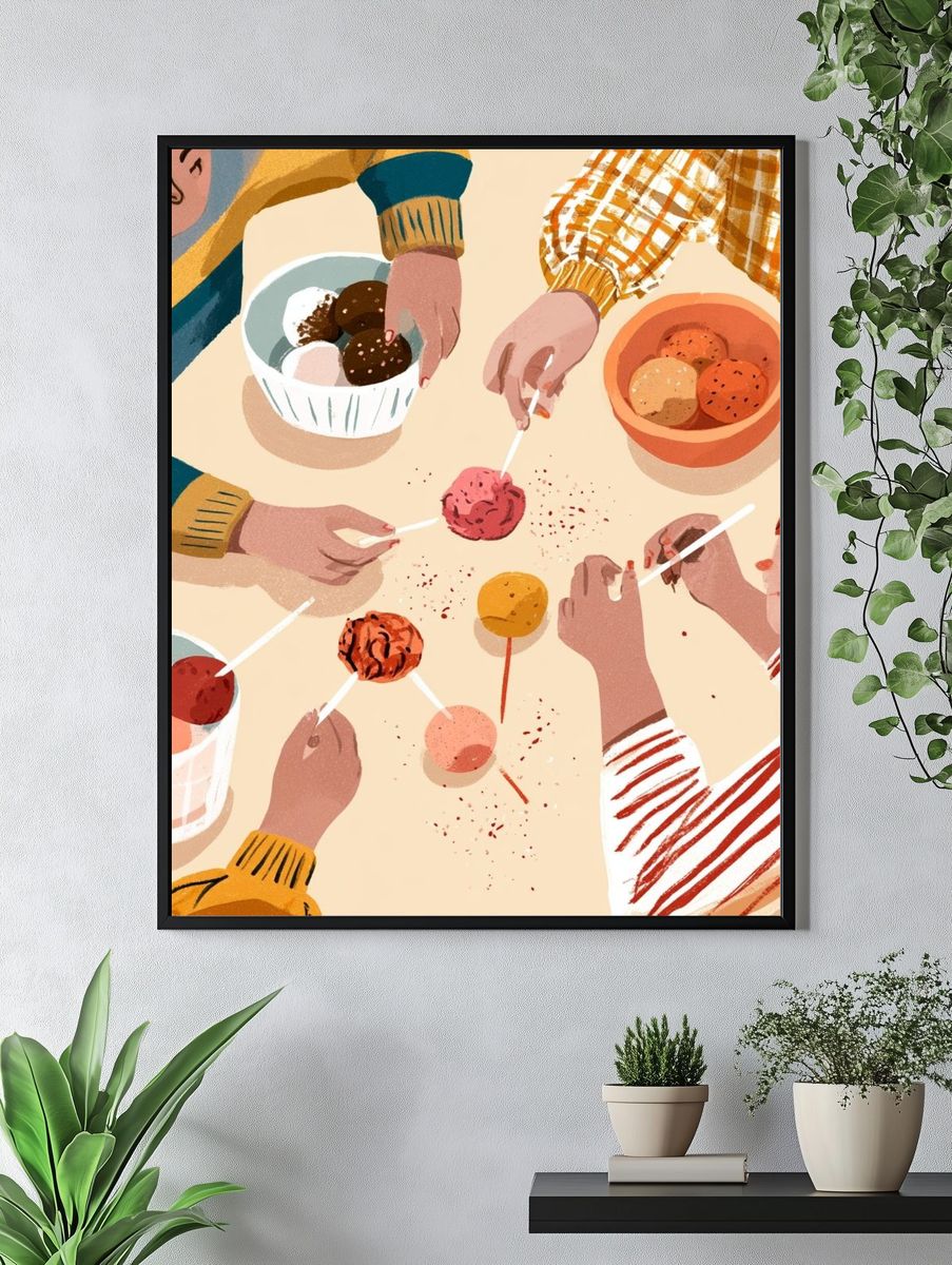 Kids Sharing Treats Illustration Poster. — room view 4