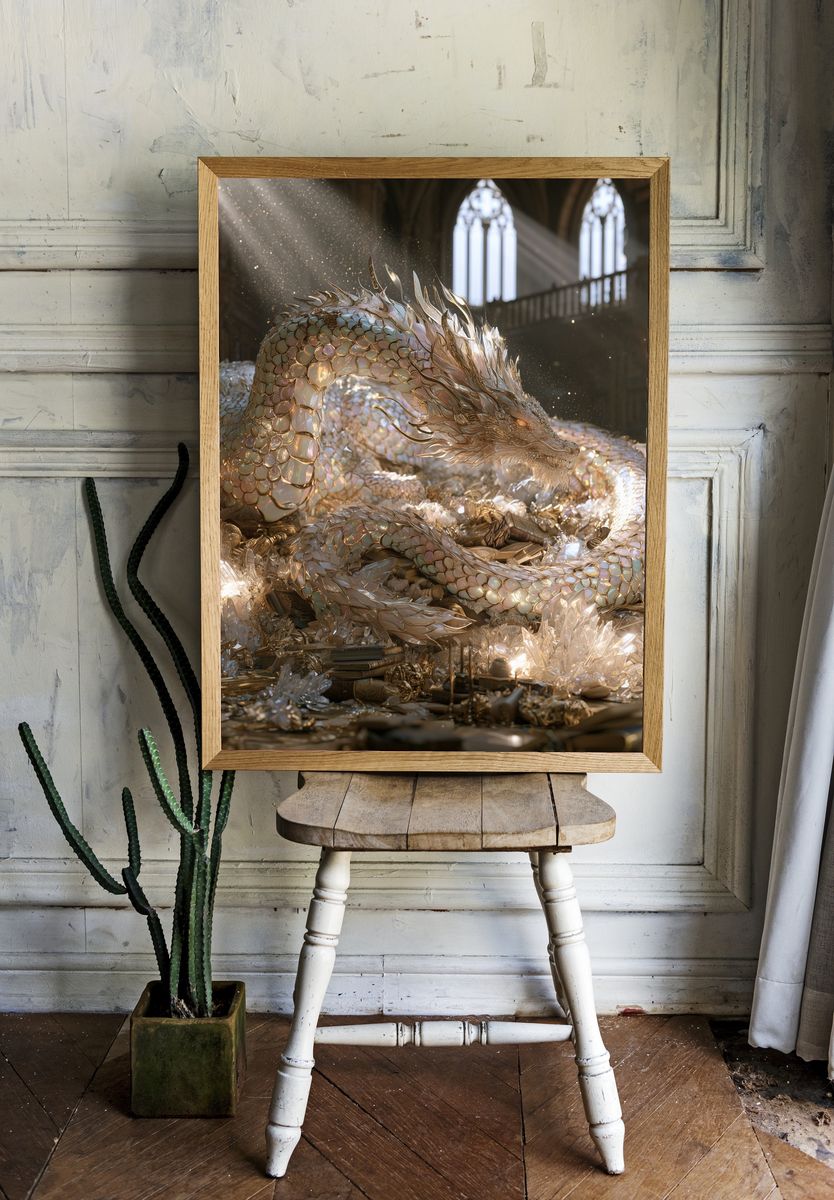 Crystal Dragon Fantasy Print. room preview