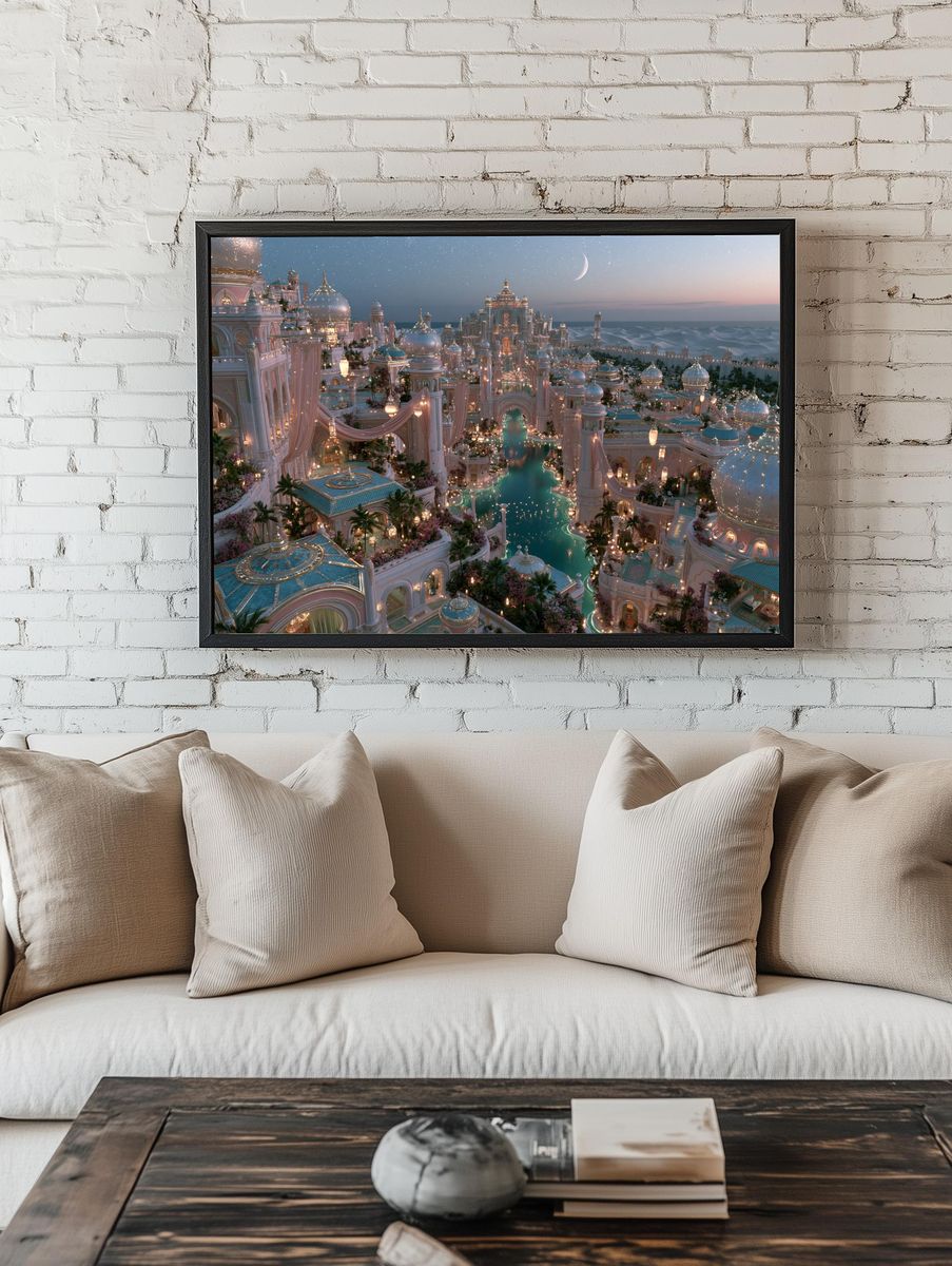 Moonlit Palace Cityscape Print. — room view 1