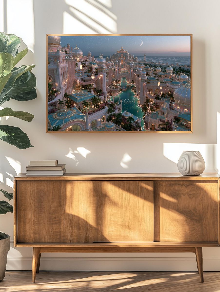Moonlit Palace Cityscape Print. — room view 3
