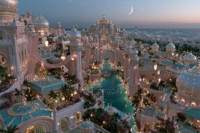 Moonlit Palace Cityscape Print.