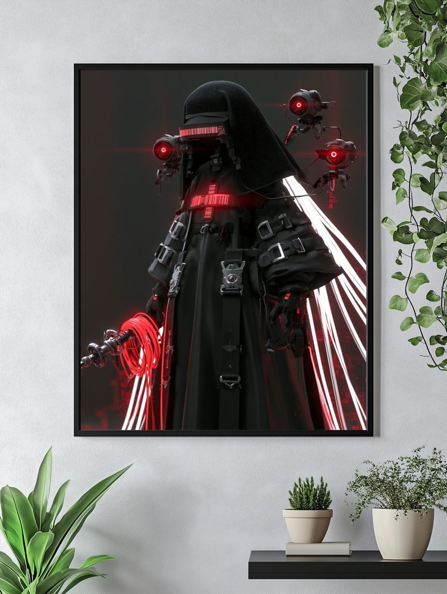 Cybernetic Sentinel Illustration Poster. — room view 4