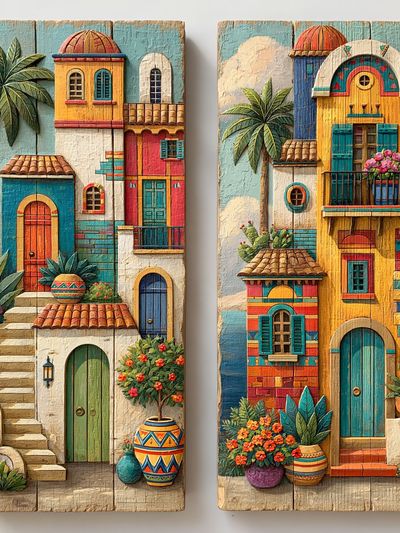 Colorful Mediterranean Houses Print.