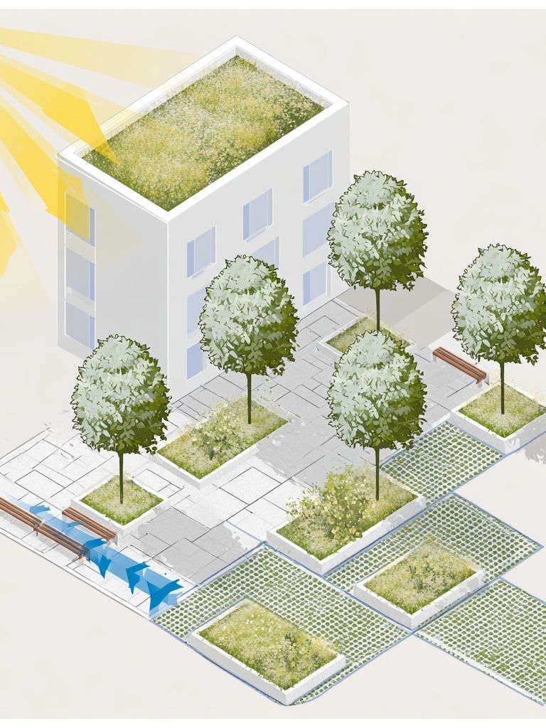 Urban Green Roof Illustration Poster. poster — illustration art