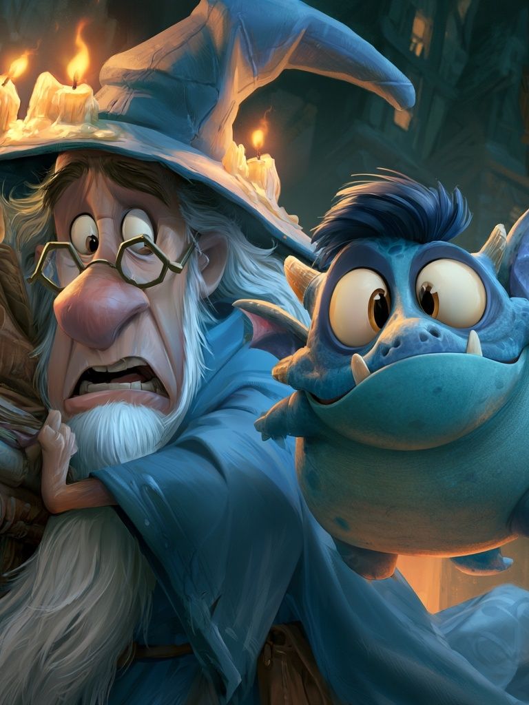 Wizard and Dragon Fantasy Poster. poster — illustration art