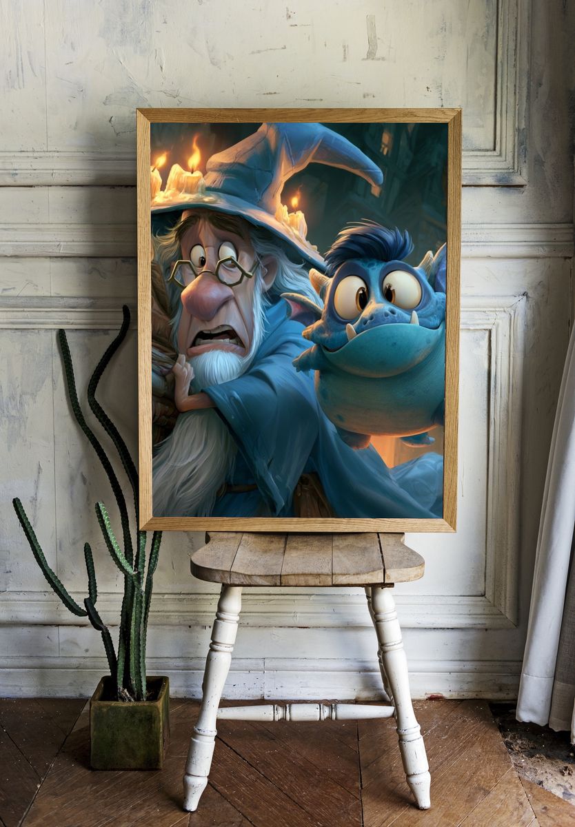Wizard and Dragon Fantasy Poster. — room view 1