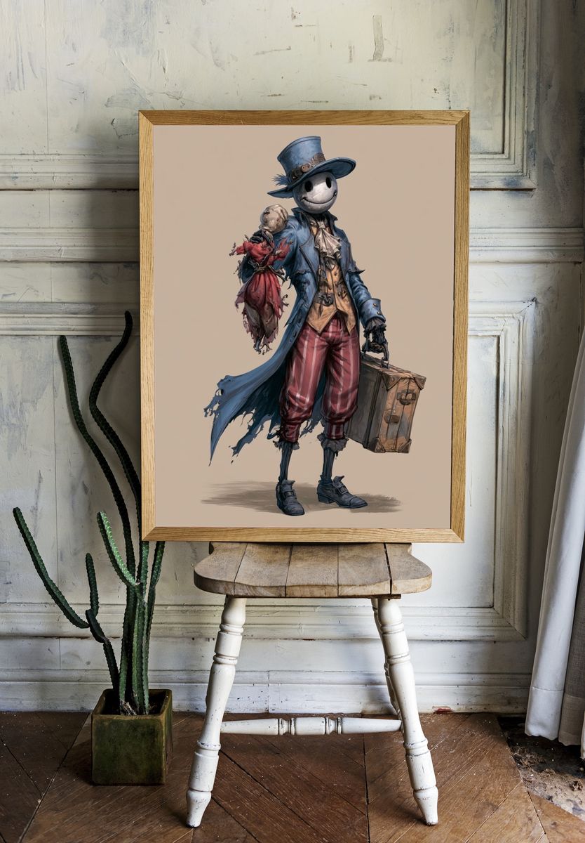 Creepy Gentleman Illustration Poster. — room view 1