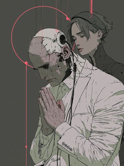 Cyberpunk Prayer — Illustration Print. poster print