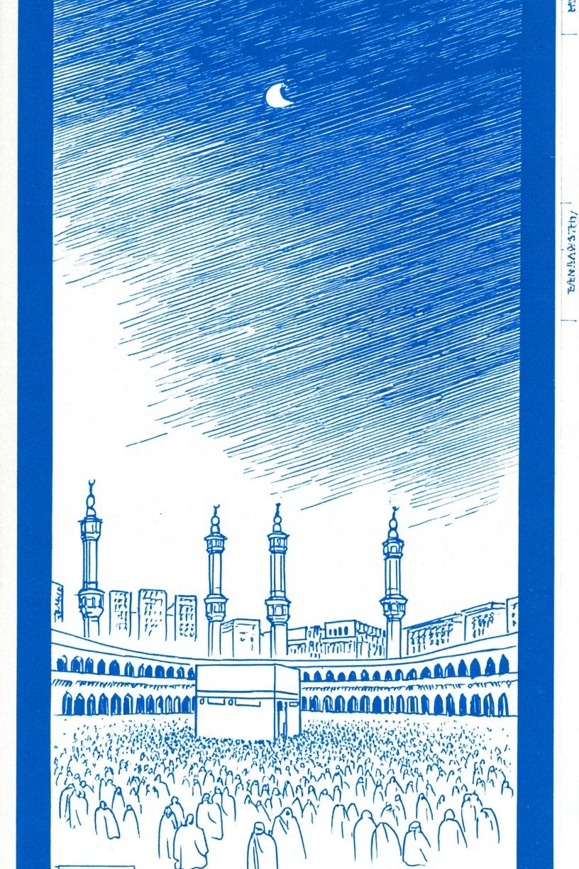 Kaaba at Night Illustration Poster. poster — illustration art