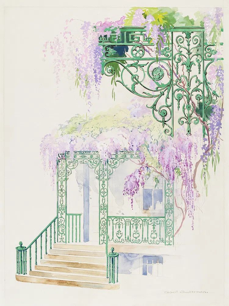 Cast Iron Porch Railing (1936). poster — illustration art