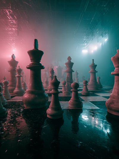 Neon Chessboard Dreamscape Poster.