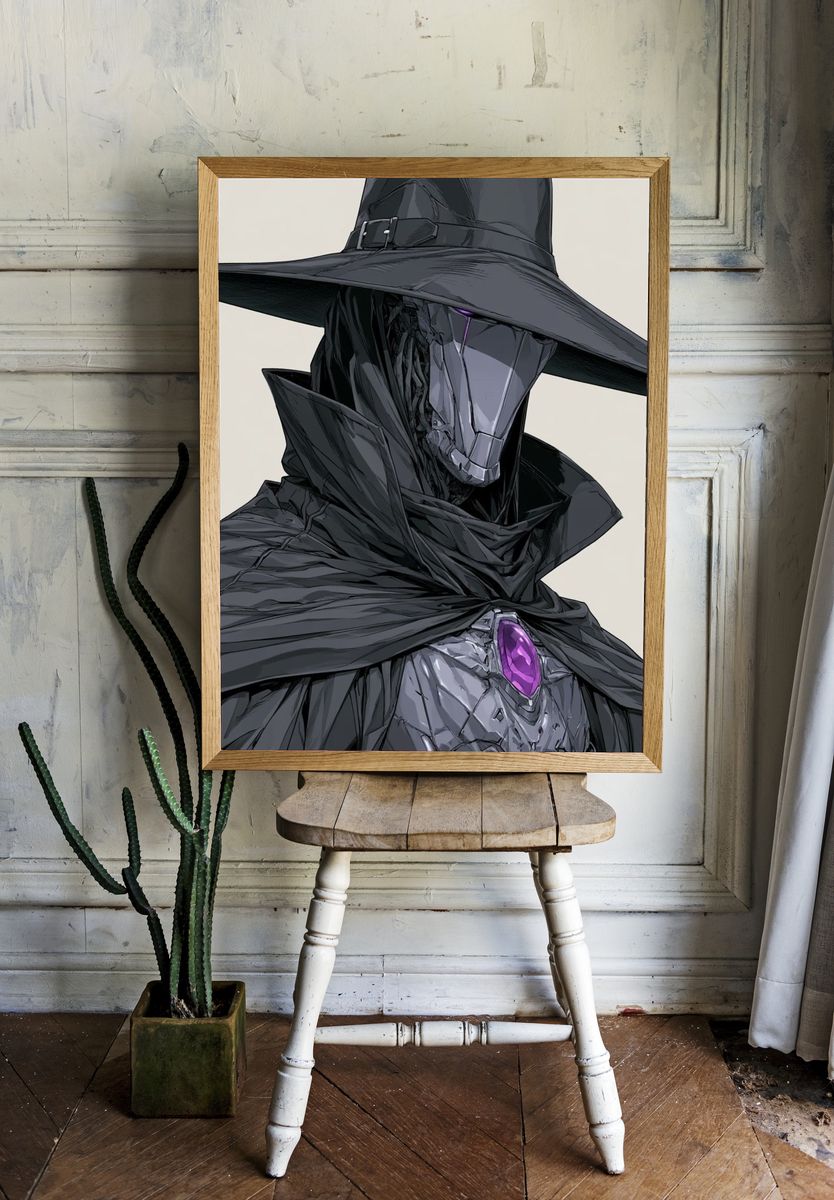 Dark Sorcerer Portrait Print. room preview