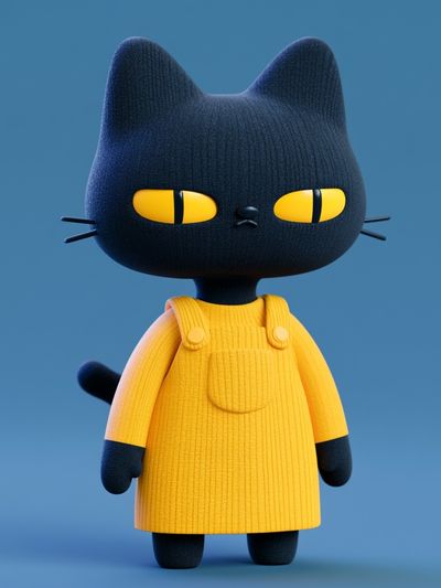 Cute Black Cat Illustration Poster.