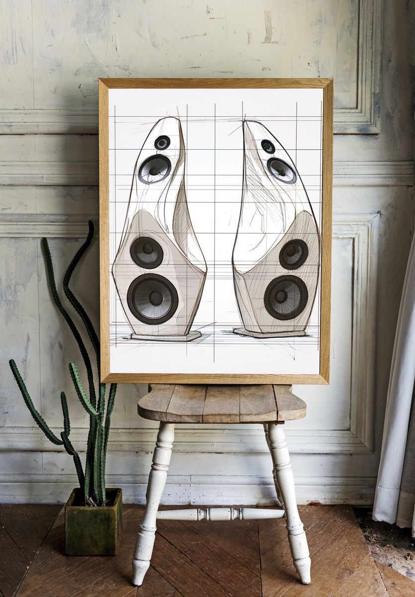 Modern Speaker Design Illustration Poster. room preview