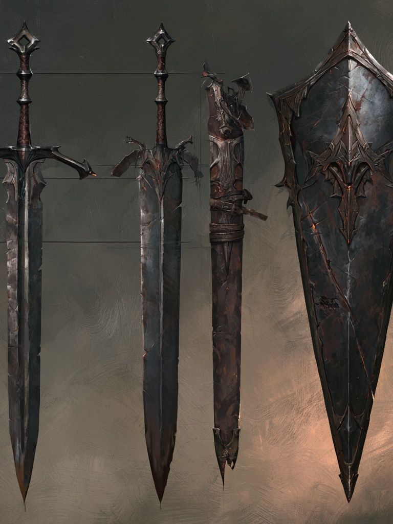Dark Fantasy Swords Illustration Poster. poster detail