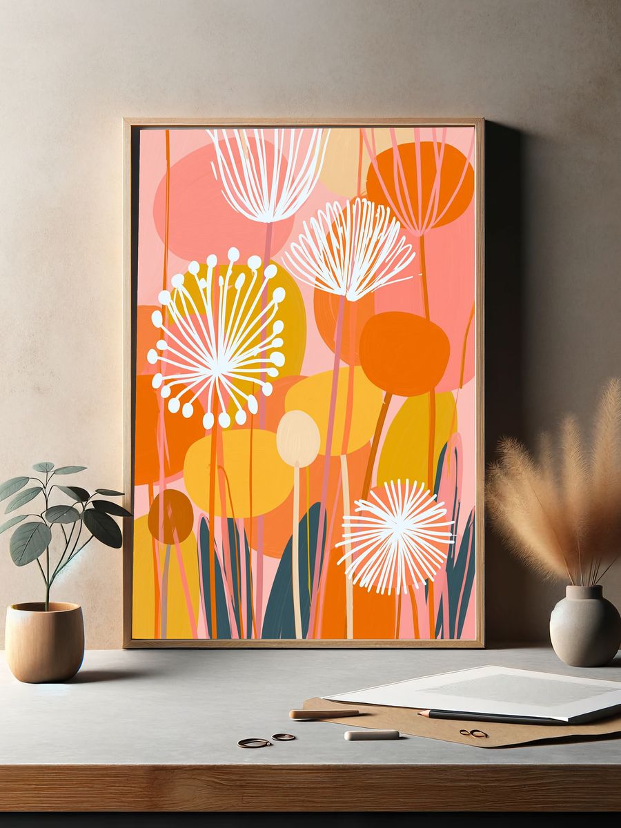Abstract Floral Meadow Print. — room view 2