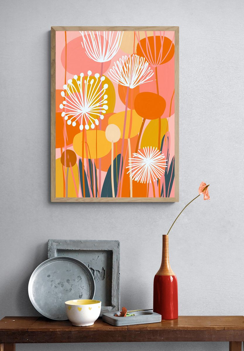 Abstract Floral Meadow Print. — room view 3