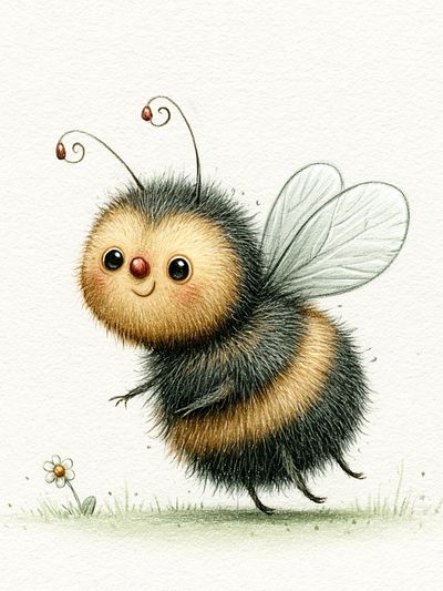Cute Bumblebee Watercolor Print.