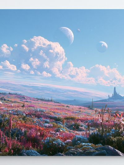Dreamy Alien Meadow Landscape Print.