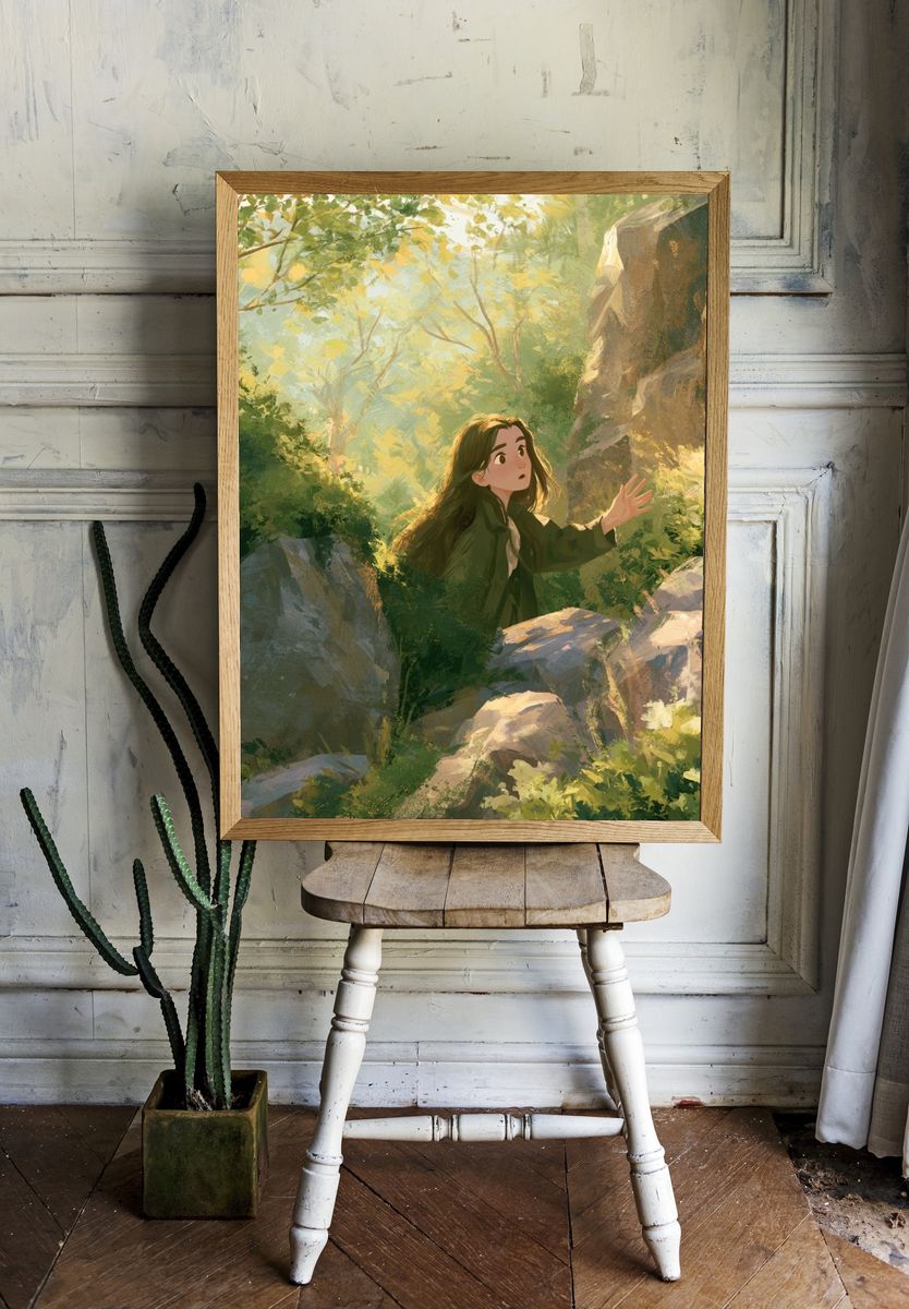 Forest Girl Illustration Poster. — room view 1