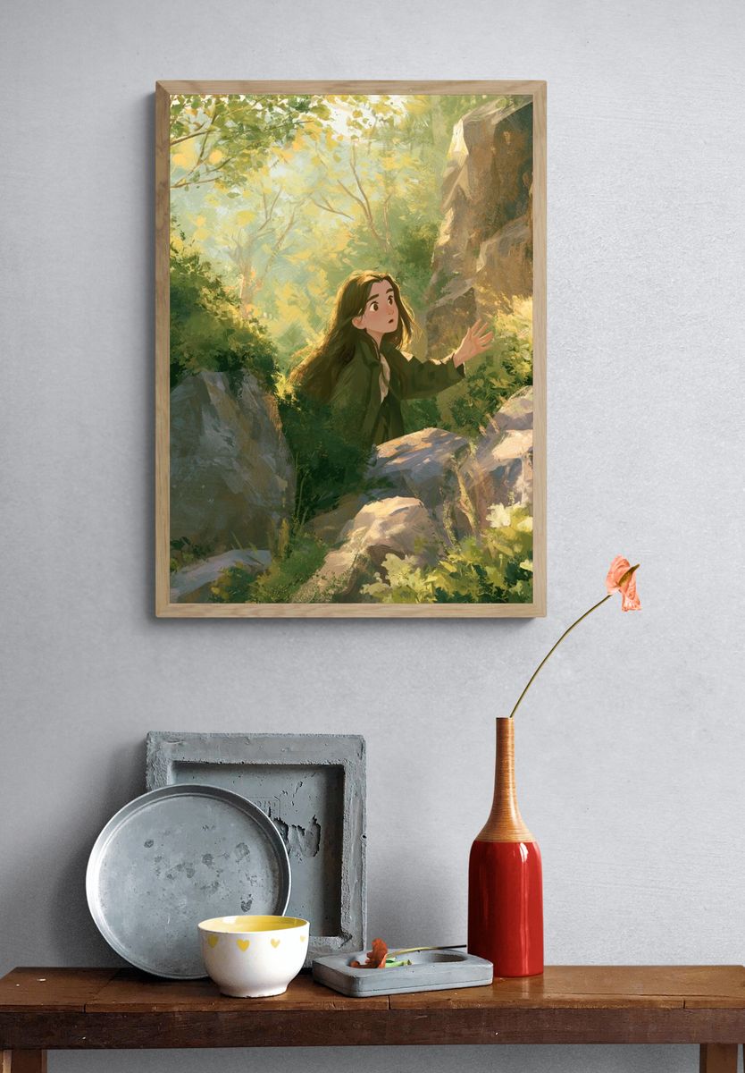 Forest Girl Illustration Poster. — room view 3