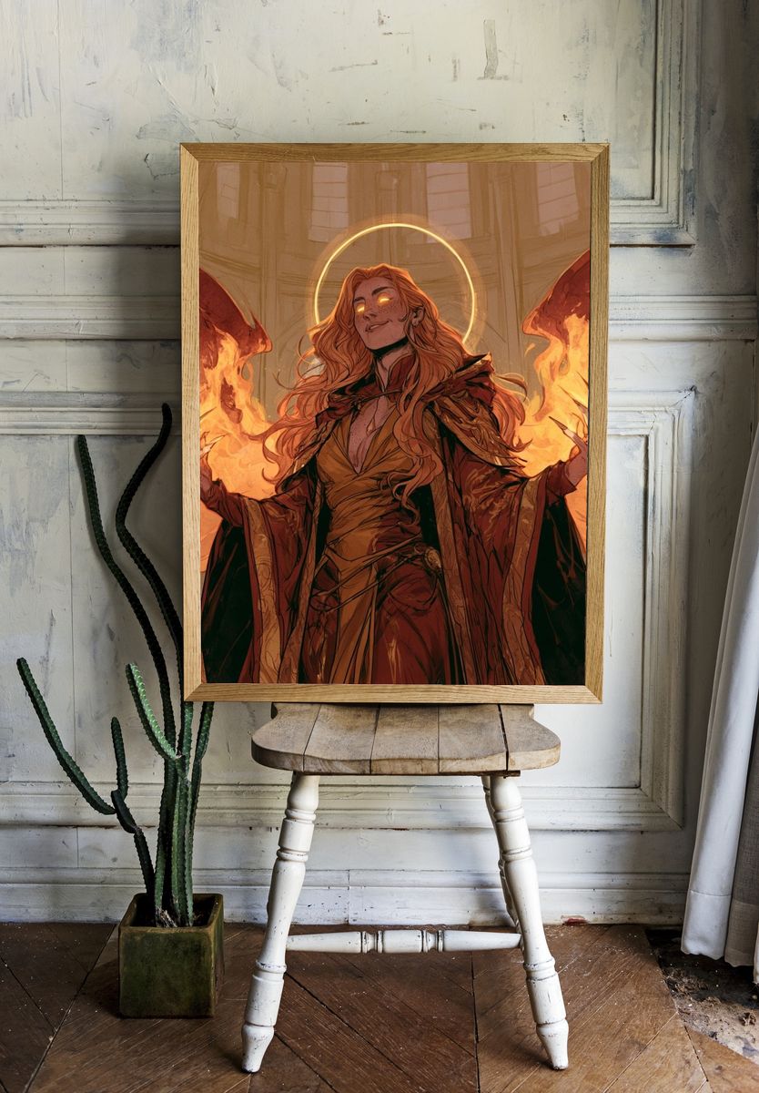 Fire Sorceress Digital Art Poster. room preview