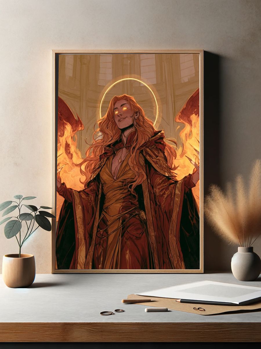 Fire Sorceress Digital Art Poster. — room view 2