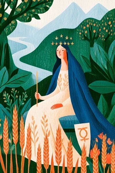 Mystic Mountain Goddess Illustration Poster. poster