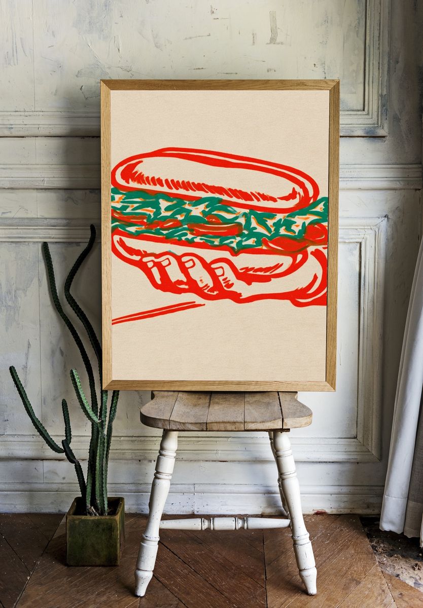 Hand-Drawn Sandwich Illustration Poster. room preview