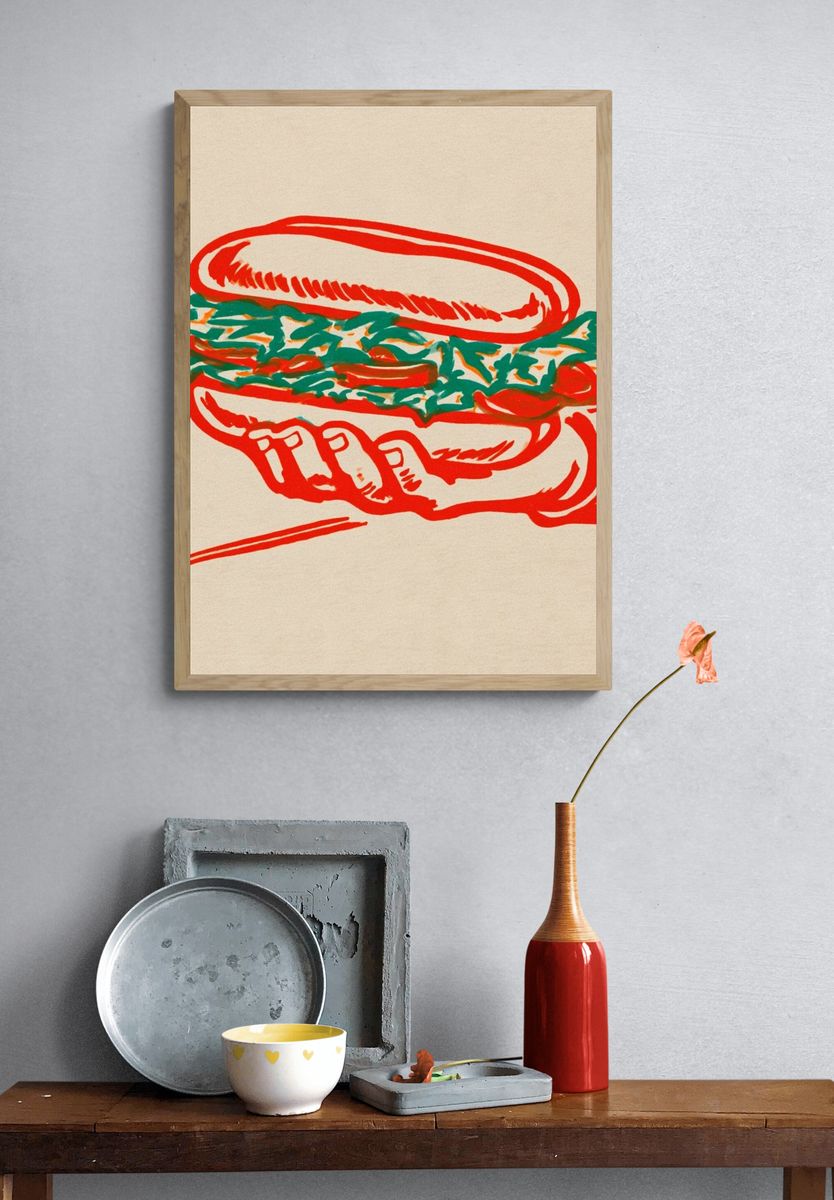 Hand-Drawn Sandwich Illustration Poster. — room view 3